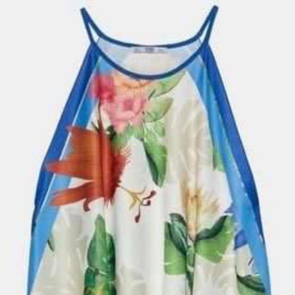COPY - Zara Floral Scarf Tops. NWT.  LARGE.